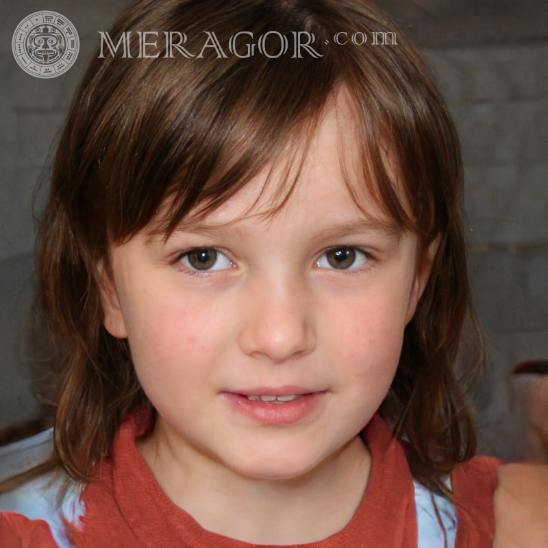 Foto von einem kleinen schüchternen Mädchen Gesichter von kleinen Mädchen Europäer Russen Maedchen