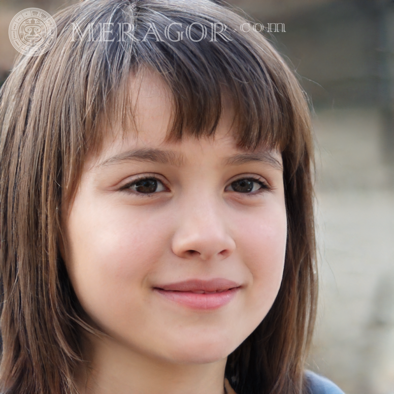 The face of a determined girl Faces of small girls Europeans Russians Small girls