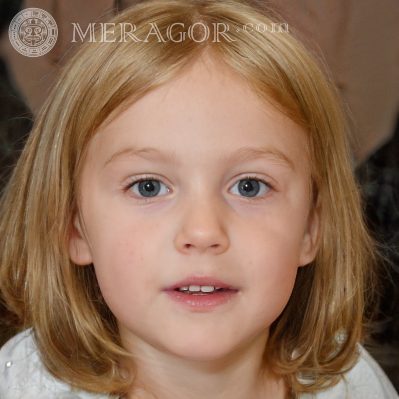 Foto eines edlen kleinen Mädchens Gesichter von kleinen Mädchen Europäer Russen Maedchen