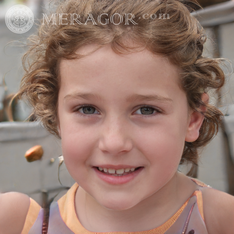 Photo of a curly girl Faces of small girls Europeans Russians Small girls