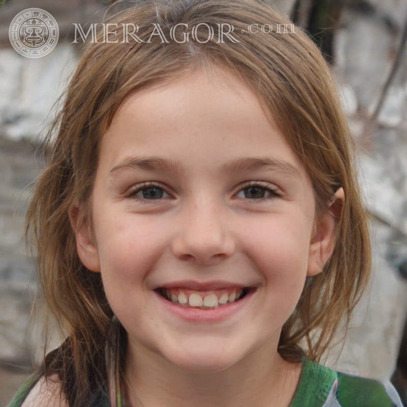 Portrait of a charming girl | 3 Faces of small girls Europeans Russians Small girls