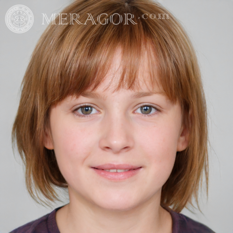 Portrait of a red-haired girl Faces of small girls Europeans Russians Small girls