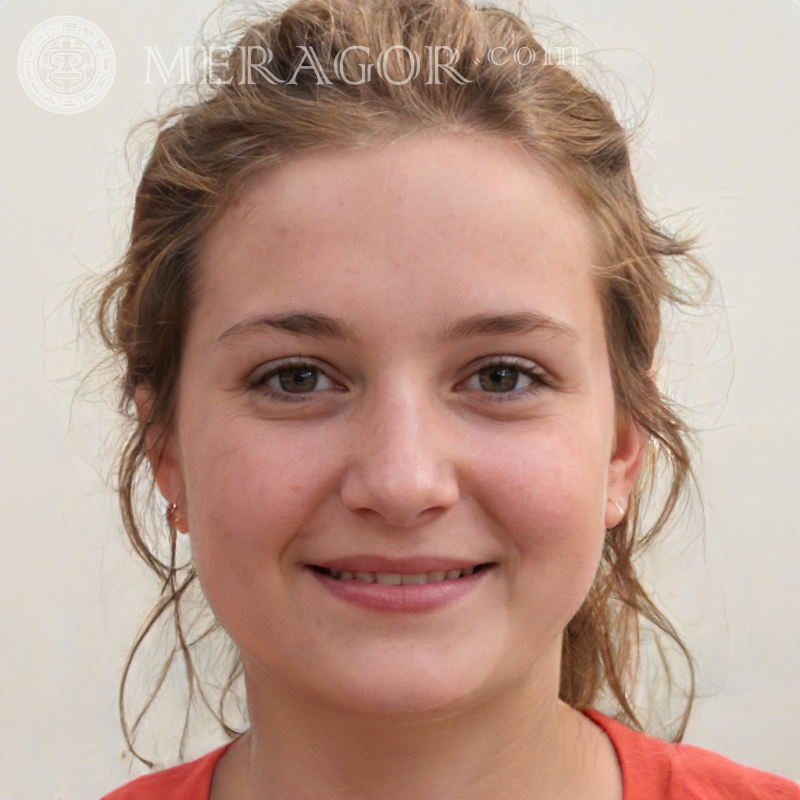 O rosto de uma garota de 17 anos no avatar Russos Europeus Canadenses