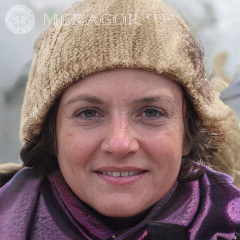 Winter woman face on avatar Russians Europeans Ukrainians