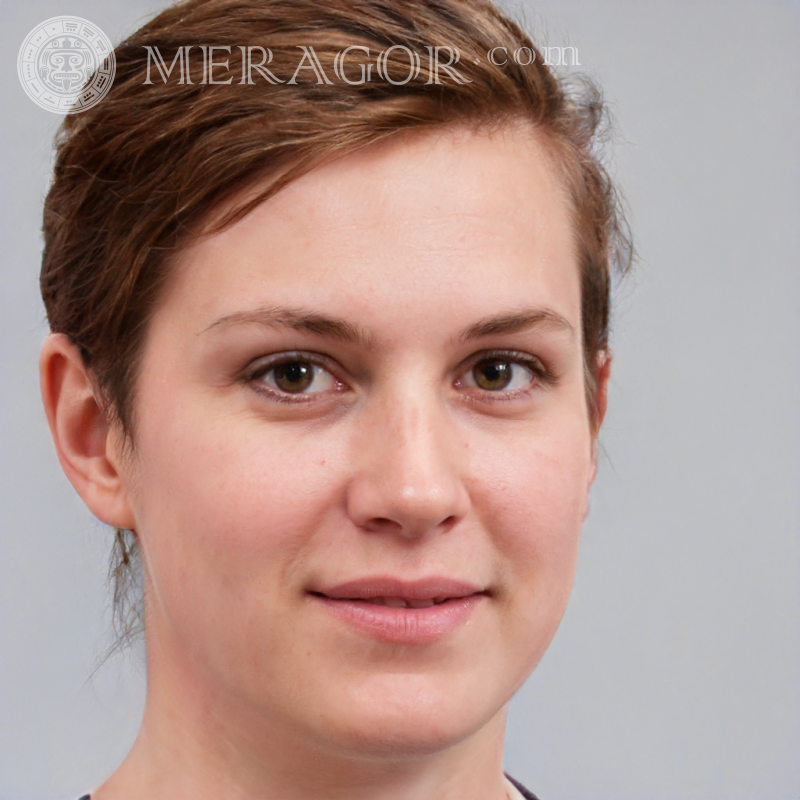 Portrait of a woman on the profile picture of a serious Russians Europeans Ukrainians