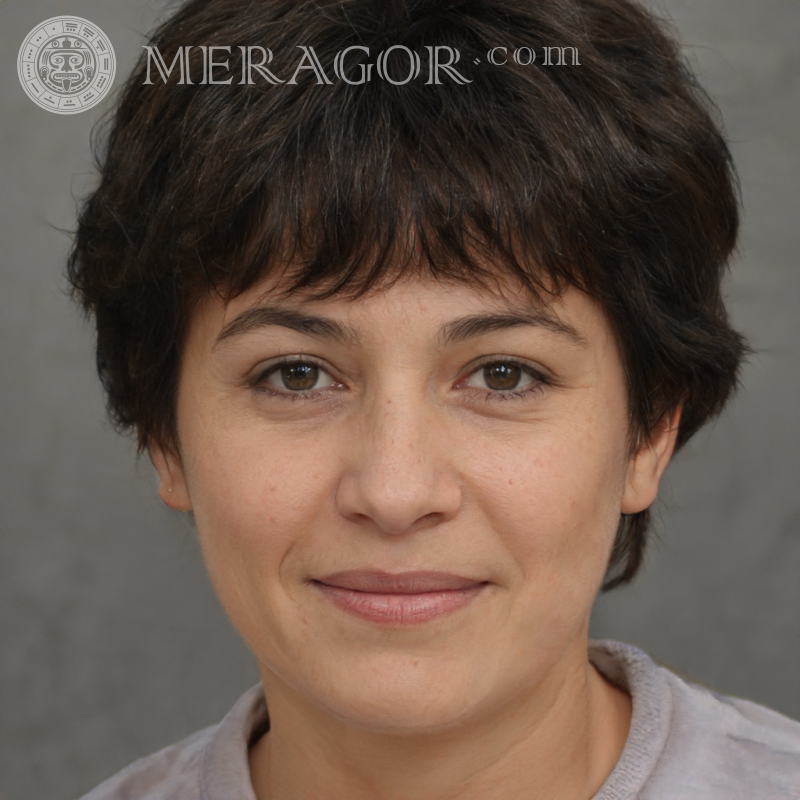 Woman's face with bangs and short hairstyle Ukrainians Europeans Italians Spaniards