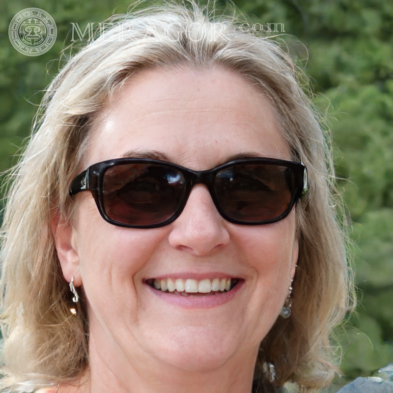 Photo of a woman's face in sunglasses Americans Europeans Canadians
