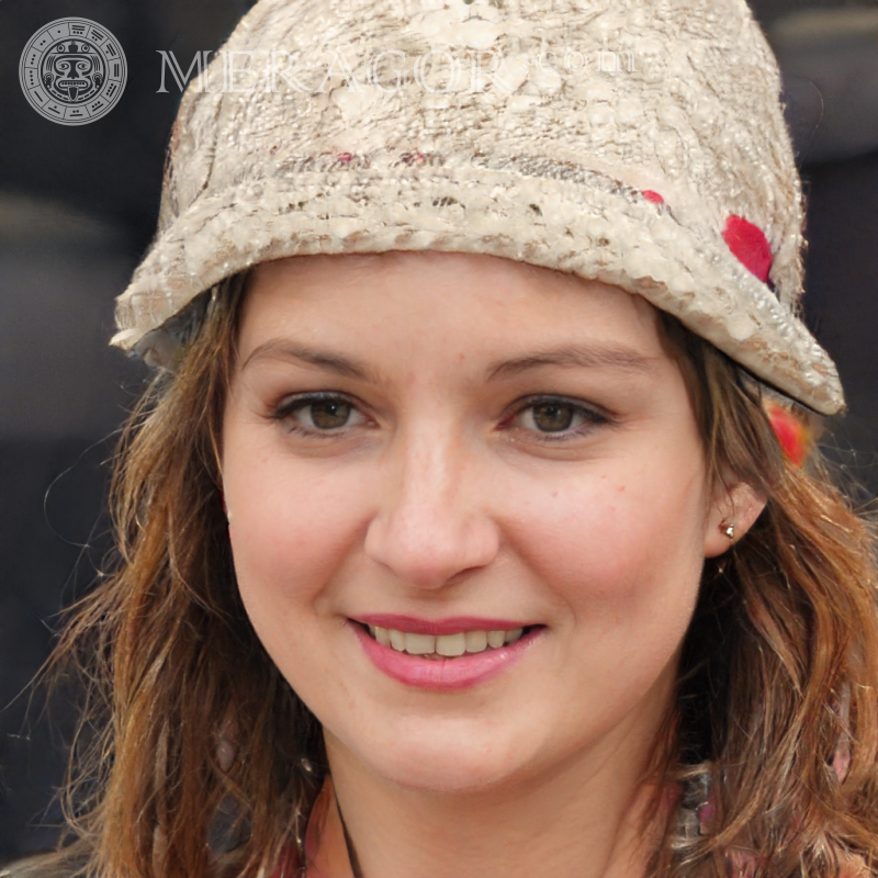 Rostro femenino con estilo en un sombrero Canadienses Americanos Europeos