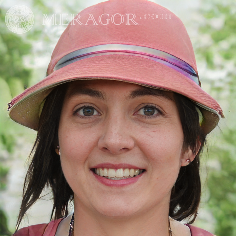 Mujer con sombrero rosa Americanos Europeos Canadienses