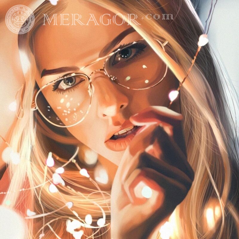 Retrato de mujer rubia con gafas en avatar Rostros de chicas Rubias Gafas Niñas adultas