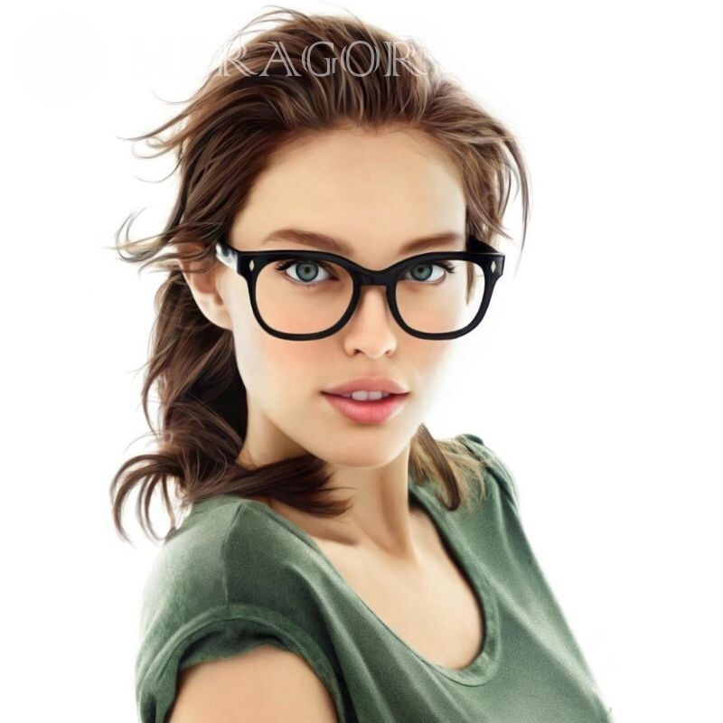 Avatar fille brune avec des lunettes Visages de filles Avec les lunettes Les filles Beaux