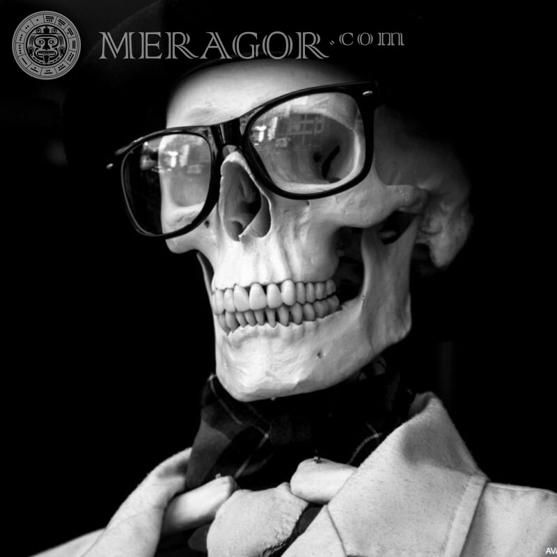 Skeleton with glasses funny icon Scary In glasses Funny