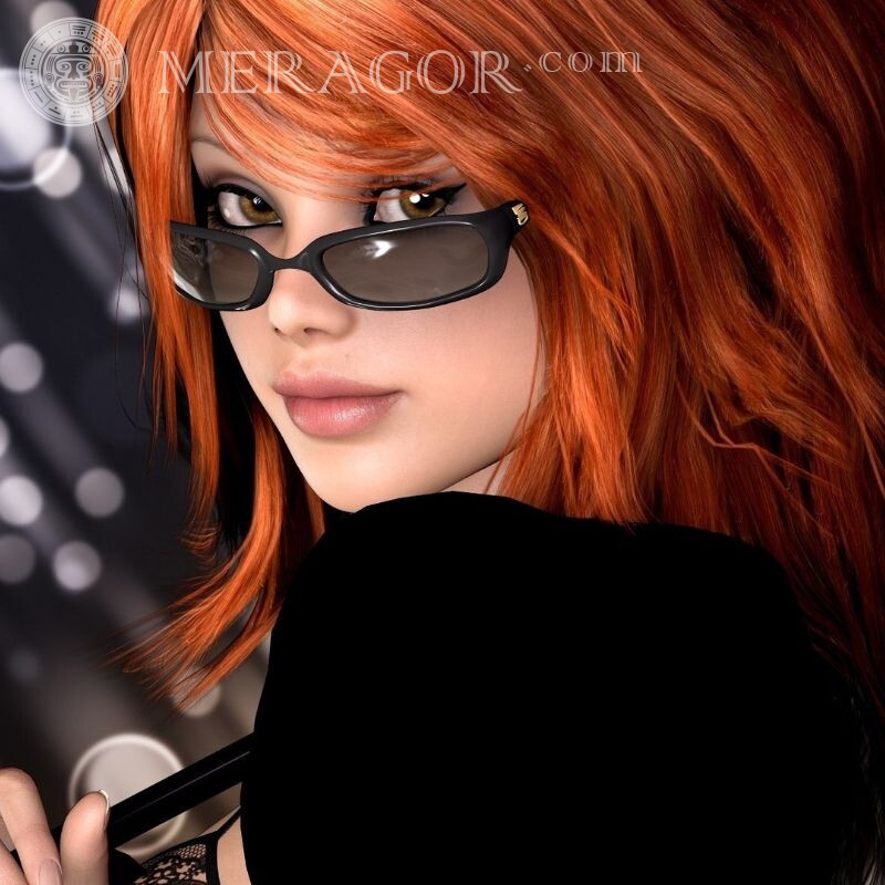 Red-haired girl in glasses for icon Redhead In glasses Small girls Beauties