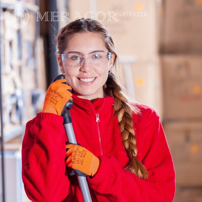 Garota faxineira com avatar fofo de óculos Meninas adultas Em óculos de sol Reds