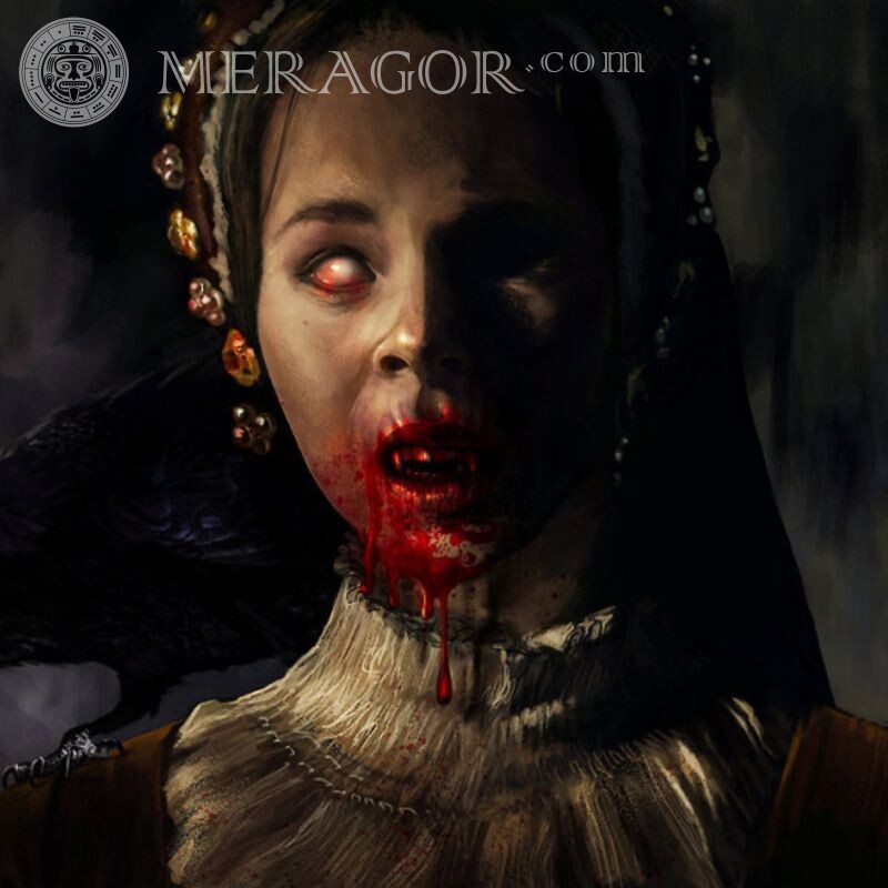 Imagem assustadora com um vampiro em seu avatar Vampiros Assustador