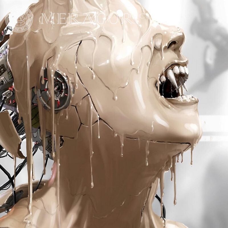 Arte com um vampiro ciborgue em um avatar Vampiros Robôs Assustador