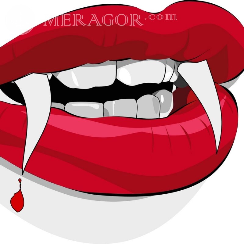 Зуби вампіра картинка на аву Вампір Аніме, малюнок Без обличчя