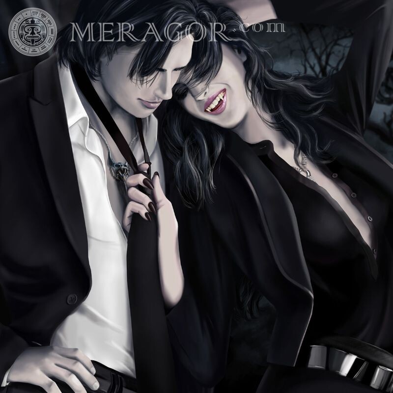 Homem e mulher vampiros no avatar Vampiros O cara com a menina