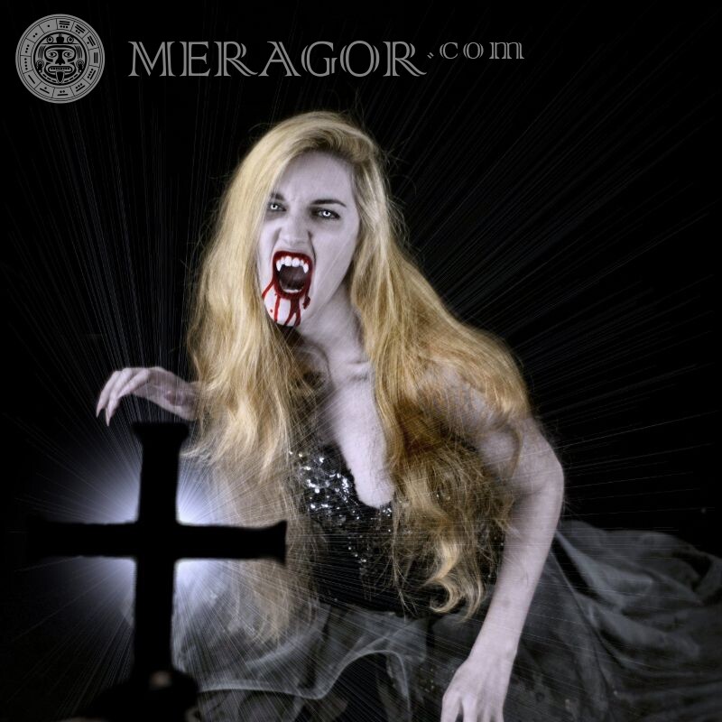 Imagem assustadora de uma garota vampira para avatar Vampiros