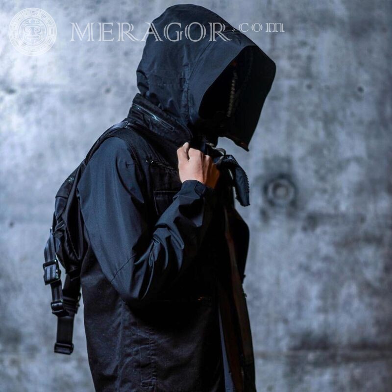 Foto no avatar de um cara com capuz Na capa Sem rosto Rapazes