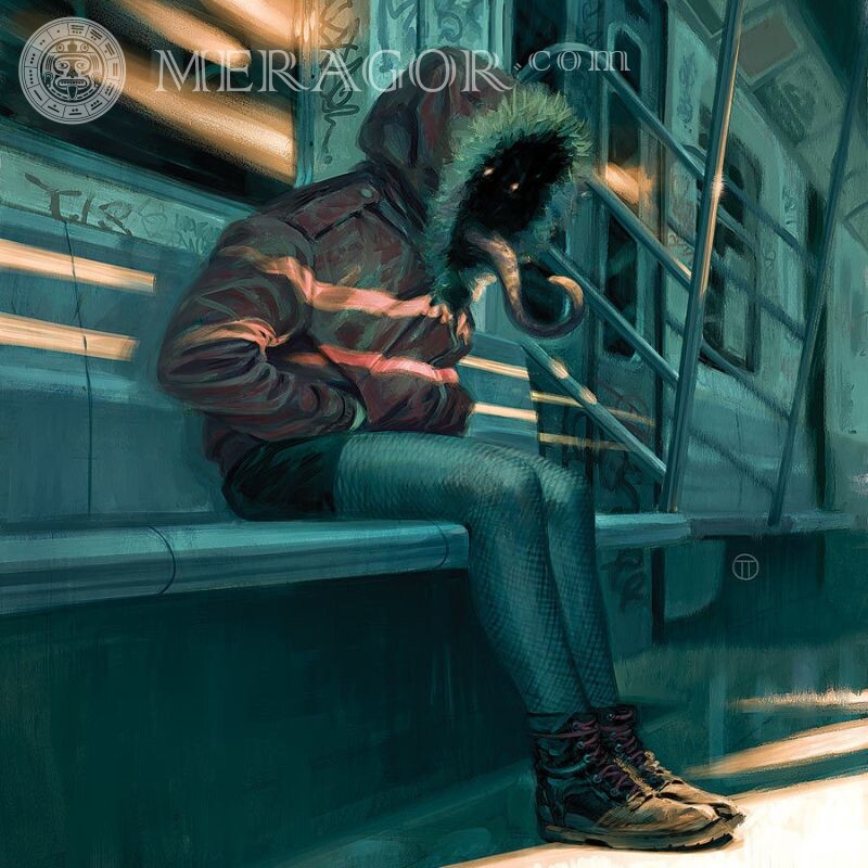 Creature - picture for icon in the hood Hooded Anime, figure Without face