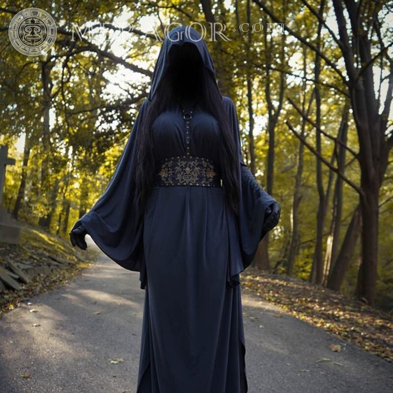 Woman in a hood and a cloak for avatar Without face Hooded