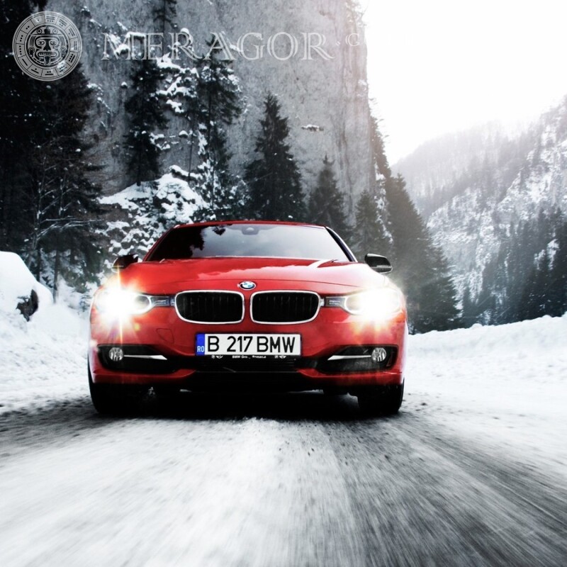 Descargar foto de BMW en avatar de mujer Autos Rojos Transporte