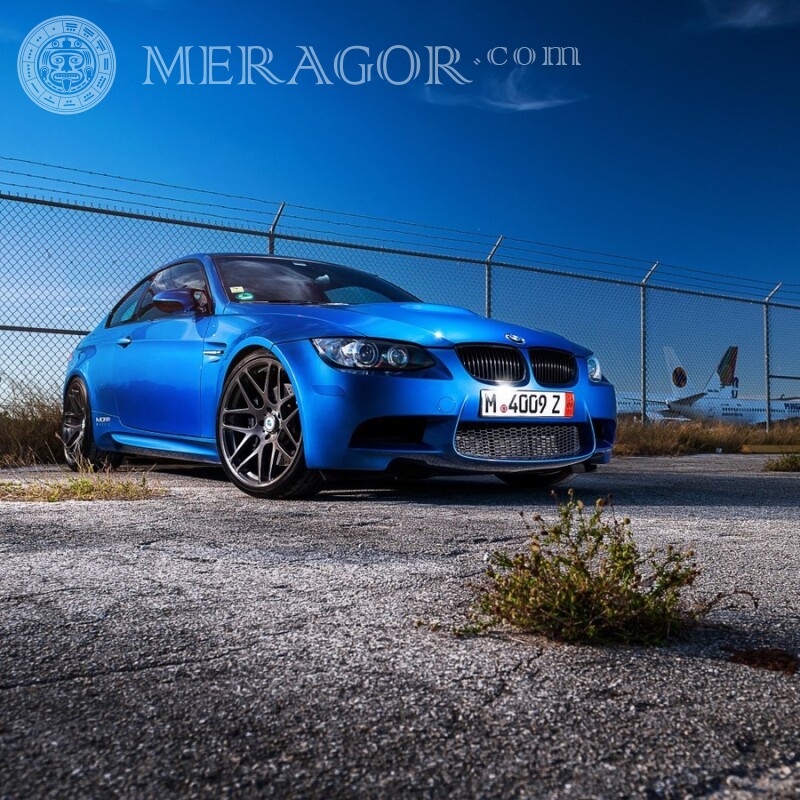 Машина BMW картинка на аватарку Автомобили Синие Транспорт