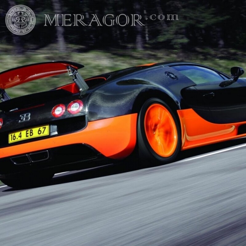 Laden Sie ein Bild eines schnellen Bugatti auf dem Avatar für einen Kerl herunter Autos Transport