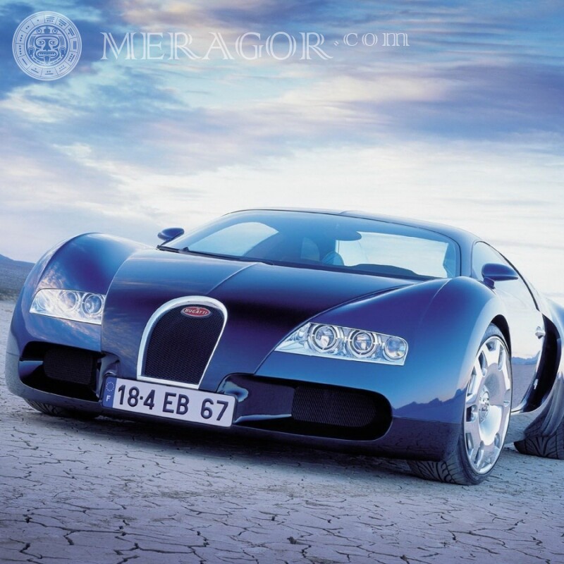 Bugatti скачать фото на аву для парня Автомобили Синие Транспорт