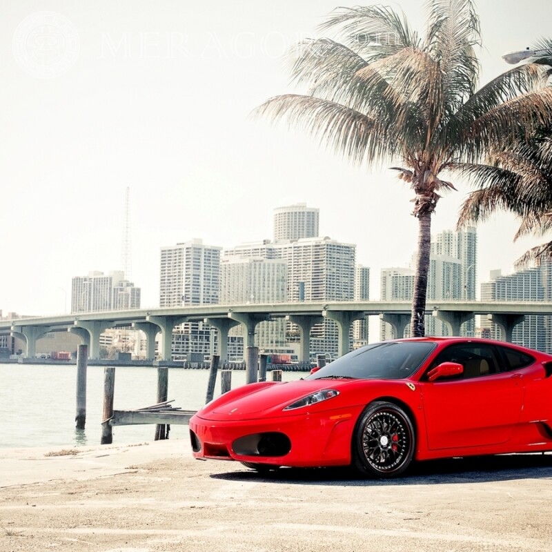 Фотографія дорогою Ferrari на аватарку скачати Автомобілі Червоні Транспорт