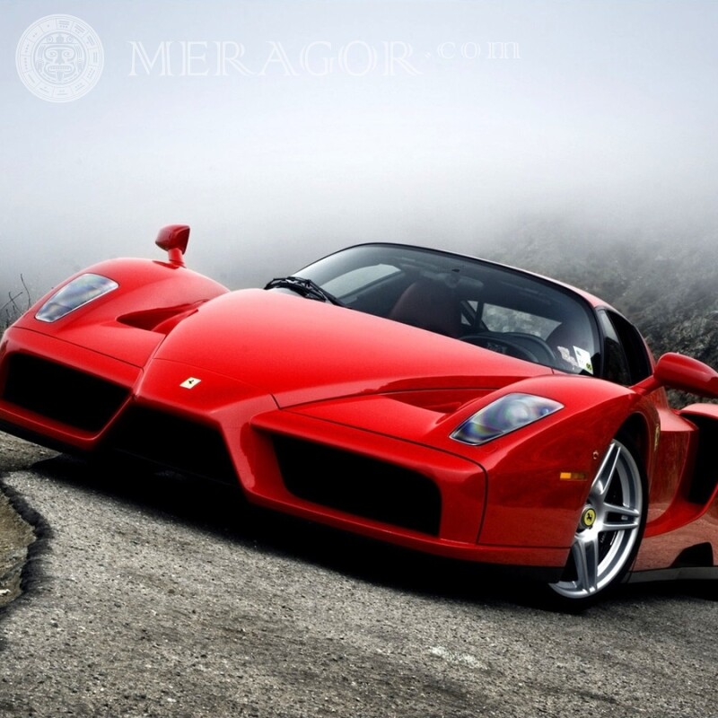 Laden Sie auf einem Avatar ein Foto eines Ferrari-Autos für einen Jungen auf einer Seite herunter Autos Rottöne Transport