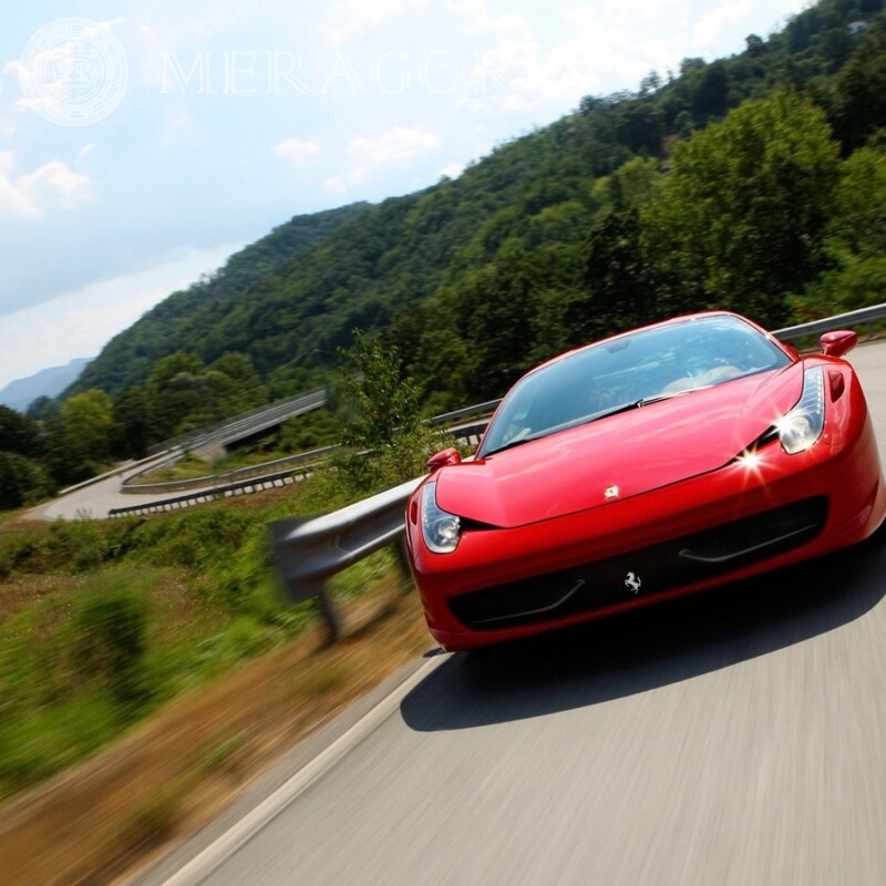 Скачать на аватарку фотку авто Ferrari Autos Rojos Transporte