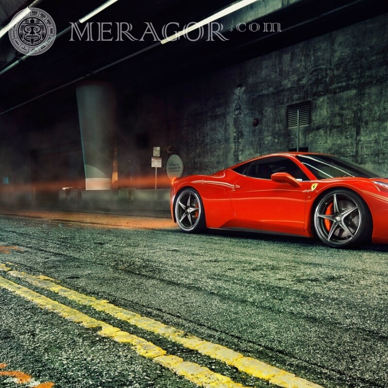Descarga una foto de un poderoso Ferrari en tu foto de perfil Autos Rojos Transporte