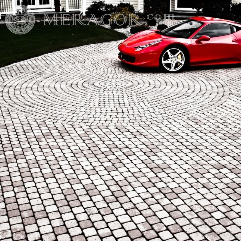 Картинка машины Ferrari на аватарку Автомобили Красные Транспорт