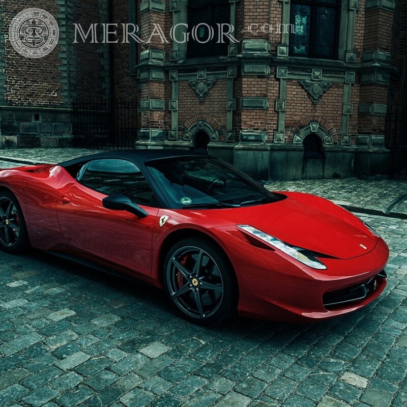 Фото машины Ferrari на аватарку скачать Автомобили Красные Транспорт