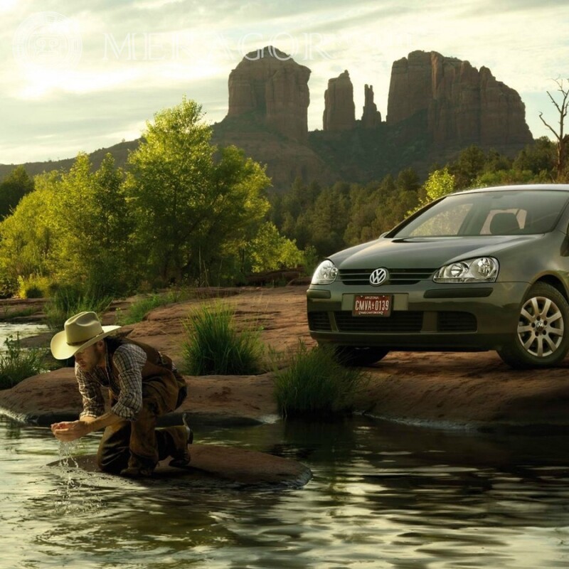 Volkswagen and cowboy avatar picture Cars Anime, figure Men