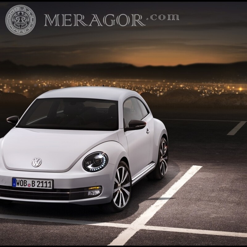 Аватарка для Ютуб симпатичний білий Volkswagen завантажити фото Автомобілі Транспорт