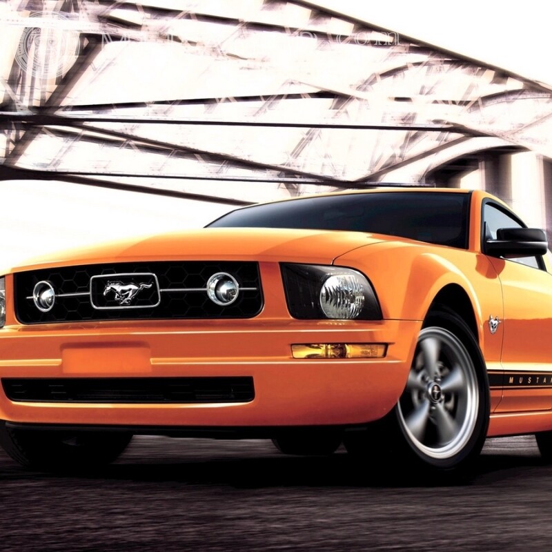 Желтый Ford Mustang скачать фото на аву для парня Автомобили Транспорт