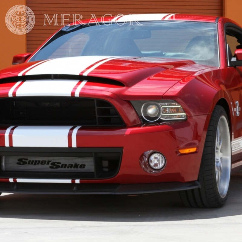 Клевый красный Ford Mustang скачать фото на аву для девушки Автомобили Транспорт