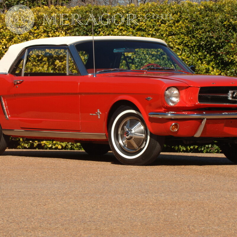 Классический красный Ford Mustang скачать фото на аву для девушки Автомобили Транспорт