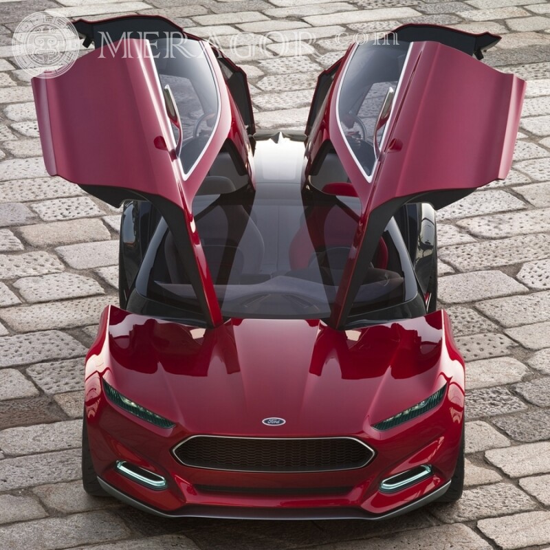 Téléchargez une photo pour un avatar d'une Ford rouge avec des portes levantes pour une fille Les voitures Transport