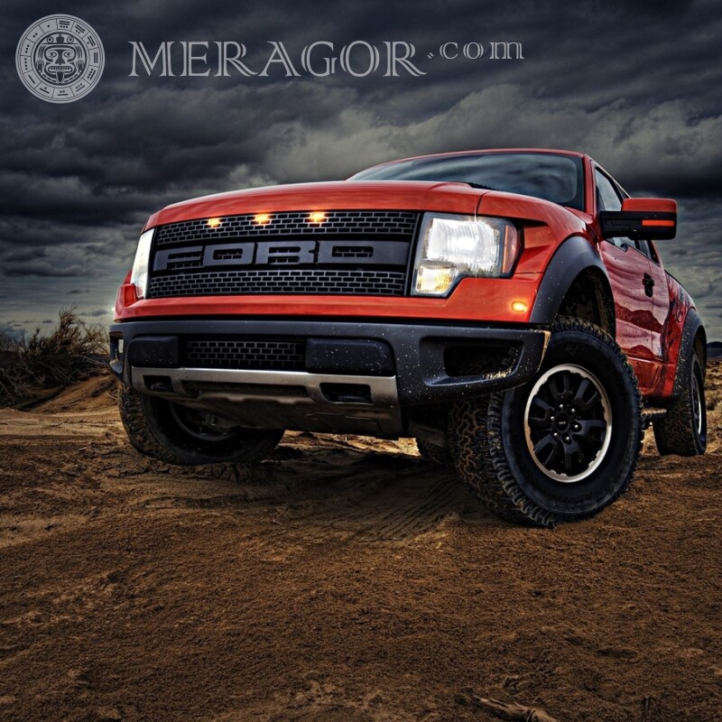 Descarga una foto en tu foto de perfil de una potente camioneta Ford roja para niña Autos Transporte