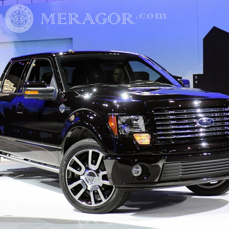 Descargue una foto en su imagen de perfil elegante camioneta Ford negra para un chico Autos Transporte