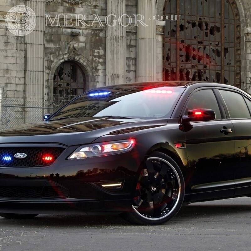 Download a photo on your profile picture of a black Ford policeman for a guy Cars Transport