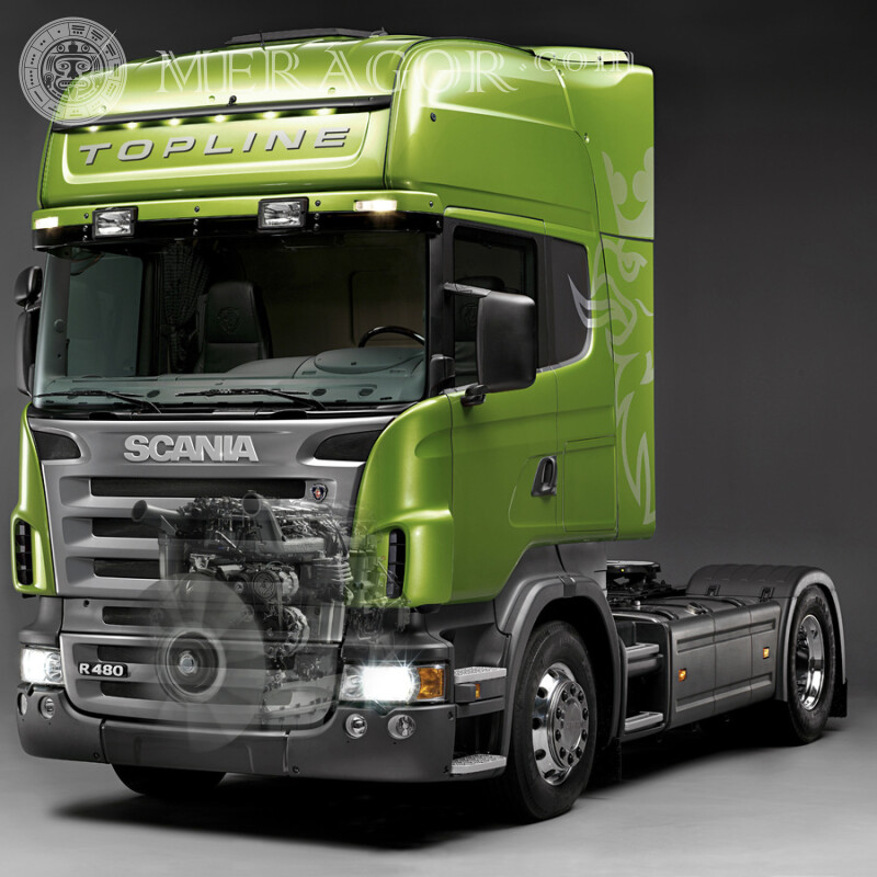 Foto auf Ihrem Telefonprofilbild eines kühlen grünen Lastwagens Autos Transport