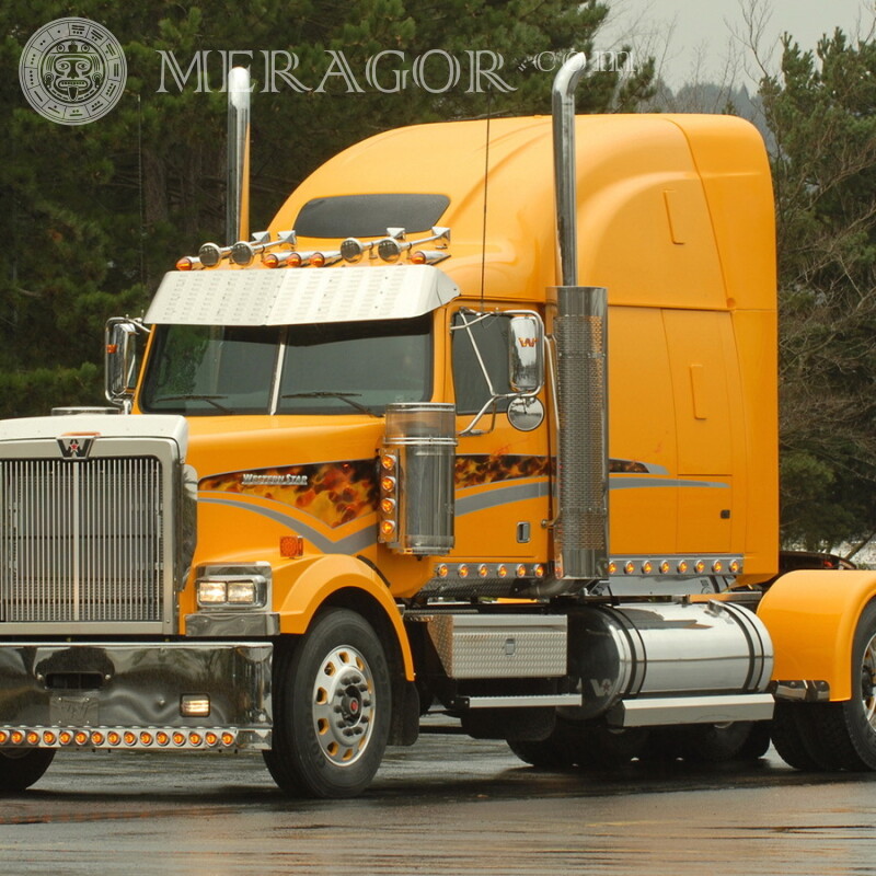 Крутое фото на аватарку для ВатсАпп клевый желтый грузовик Автомобили Транспорт