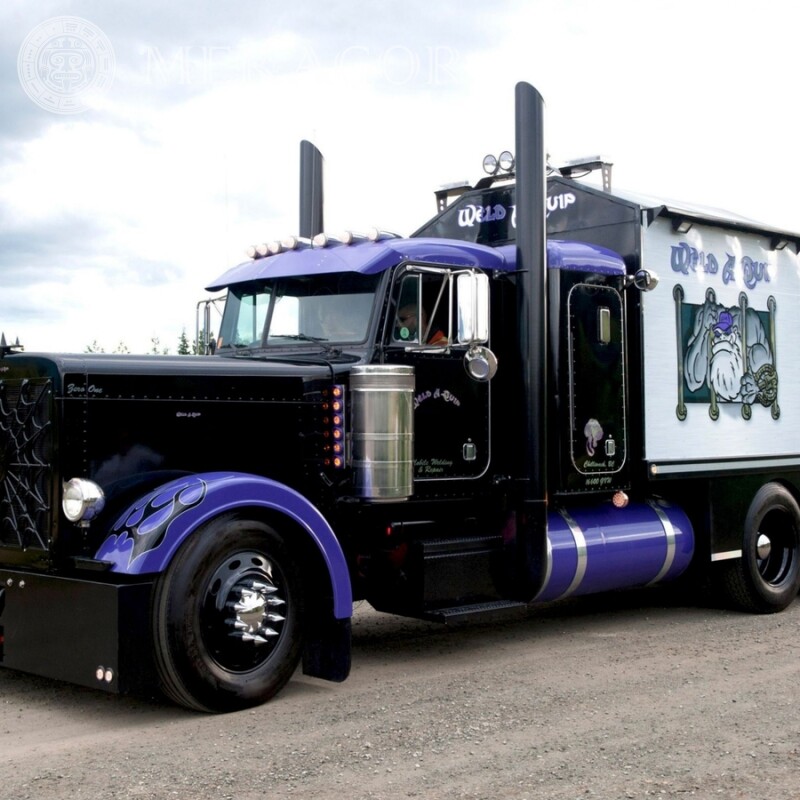 Foto legal em sua foto de perfil do Instagram de um poderoso caminhão preto Carros Transporte