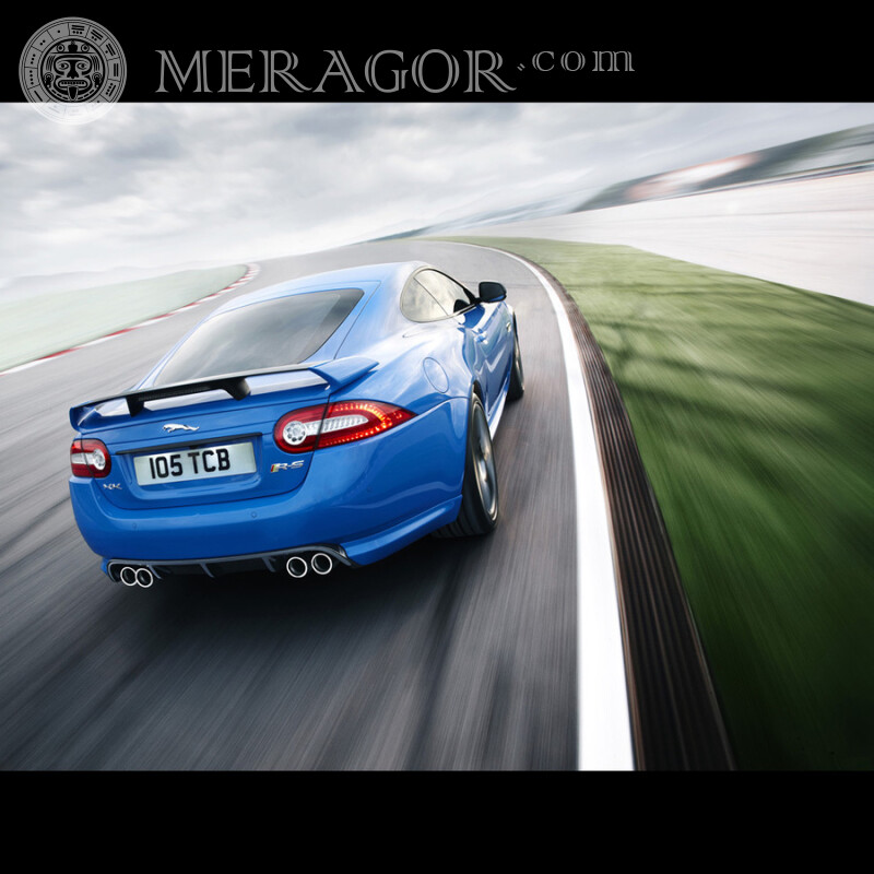 Скачать фотографию синего Jaguar на аву Автомобили Транспорт