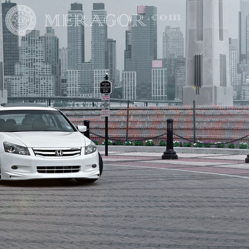 Завантажити фото на аватарку стильна біла Honda для Фейсбук Автомобілі Транспорт